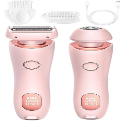 Waterproof Electric Razor, Electric Shaver, Portable Rechargeable 2 in 1 Electric Shaver Razors for Women, Wet & Dry(Pink)