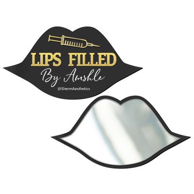 Personalized Acrylic Lip Shape Handheld Mirror - Custom Name for Beauty Salon & Social Media