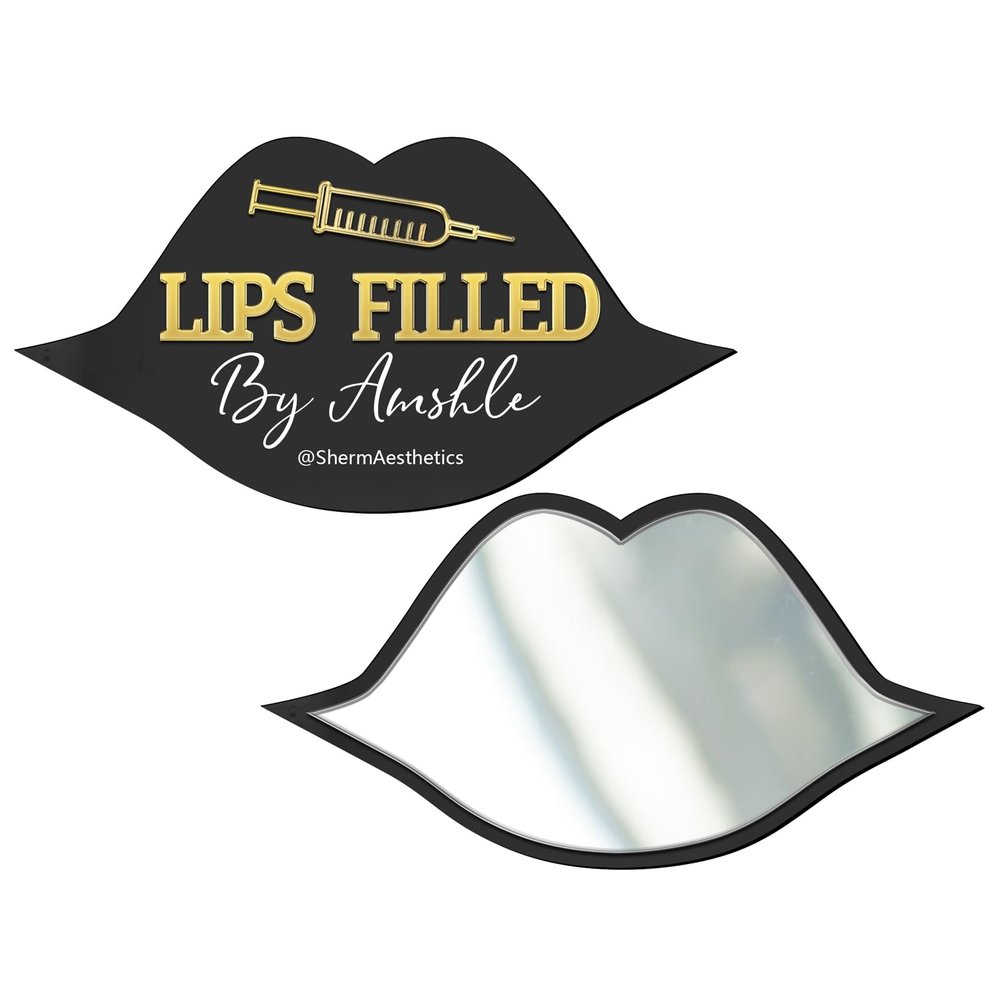 Personalized Acrylic Lip Shape Handheld Mirror - Custom Name for Beauty Salon & Social Media
