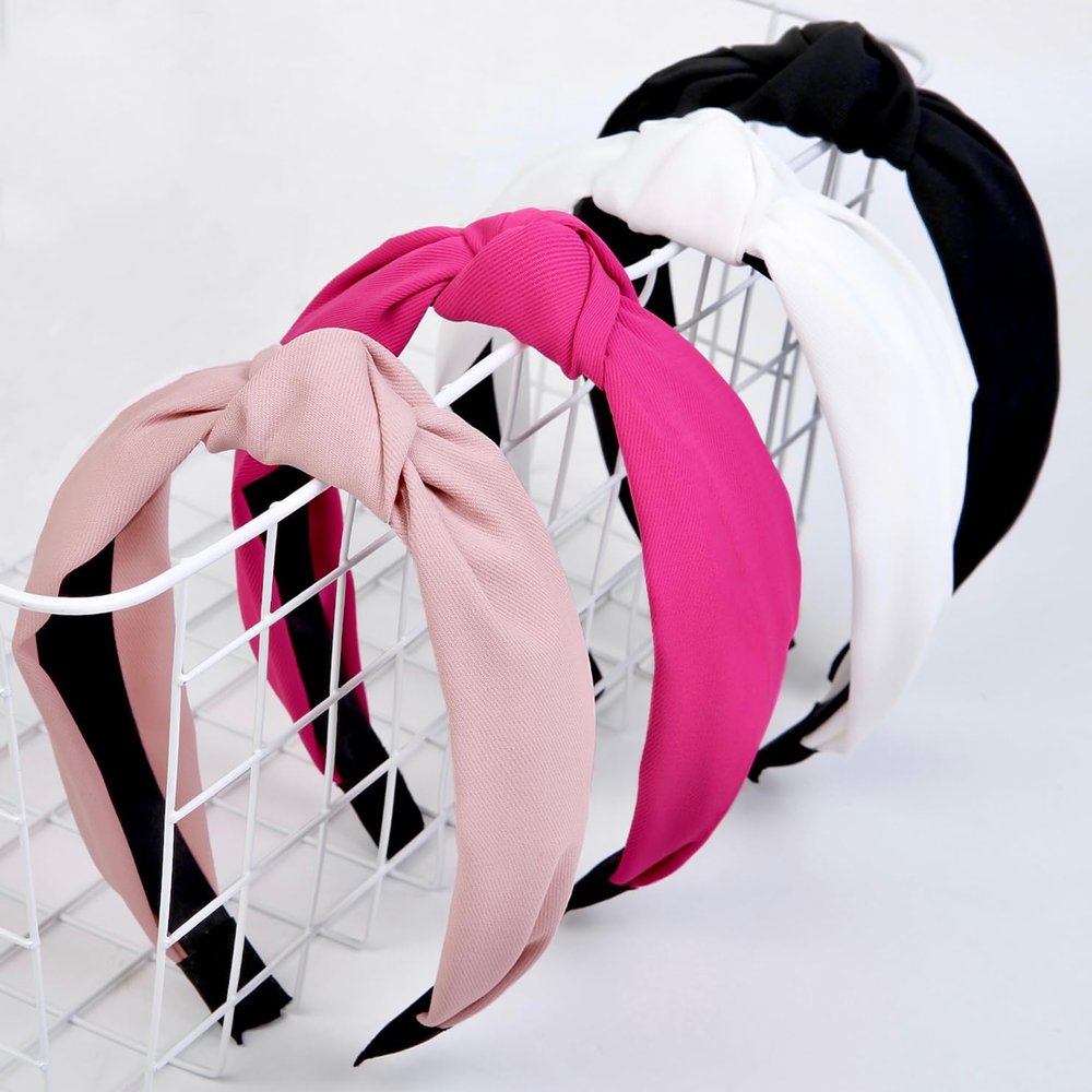 Huachi Pink Headbands for Women Girls Valentines Day Head bands Non Slip Cute Knotted Headbands Fashion Womens Headband Wide Top Knot Hairband for Womens Hair Pink Girls Hair Accessories for Women