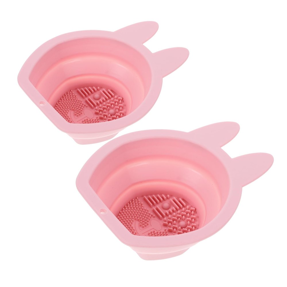ASAKKURA 2pcs Bunny-shaped Silicone Makeup Brush Cleaner Bowl Hanging Design for Easy Storage Multipurpose Cleaner for Makeup Sponges and Brushes Chic and Practical for Home Use