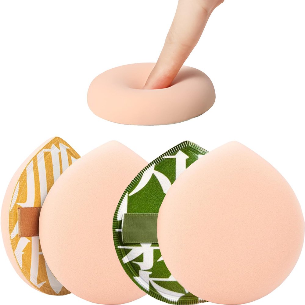 2 Pcs Makeup Sponges Makeup Sponges with Handles Cases Makeup Puffs for Foundation Creams and Powders (Water drop B)