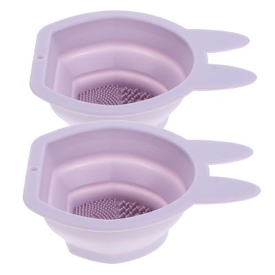 ASAKKURA 2pcs Rabbit Shaped Silicone Makeup Brush Cleaner Bowl Hanging Makeup Brush Sponge Cleaner Spinner