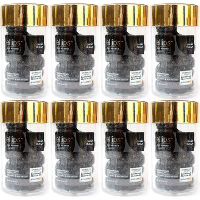 Ellips Hair Beauty Oil, Hair Vitamin with Moroccan Oil, Jar Type (50 Capsules), Shiny Black (Pack of 8)