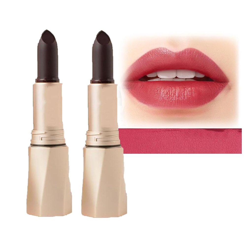 2PCS Swarous Multi-Functional Long-Lasting Color Lipstick, Swarous Lipstick, Matte Lip Lipstick, Black Luxury Velvet Non-Stick Cup Lipstick, Long-Lasting Color Lipstick for Women (#3 * 2)