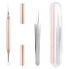 2Pcs Blackhead Removal Pimple Popper Tool Milia Removal Tool Professional Facial Comedones Extractor Cyst Loop Sharp Needle Double-Ended Angled Circle Acne Removal Kit for Blemish Whitehead Popping view 1