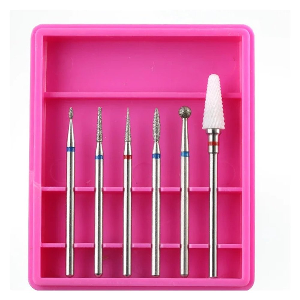 LZYXFP 6pcs/Set Silicone Ceramic Diamond Nail Drill Electric Rotary Bits Set Nail Buffer Burr Mills Cutter for Manicure Art Accessories Durable(T14-9)