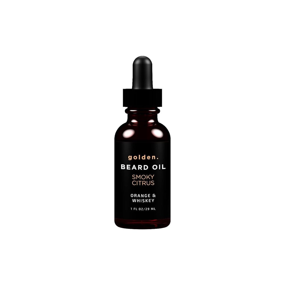 Golden Grooming Beard Oil for Men | Natural Growth Kit with Castor Oil, Jojoba Oil, and Olive Oil | Tames, Moisturizes & Styles | Smoky Citrus Scent | Limited Edition | 1oz