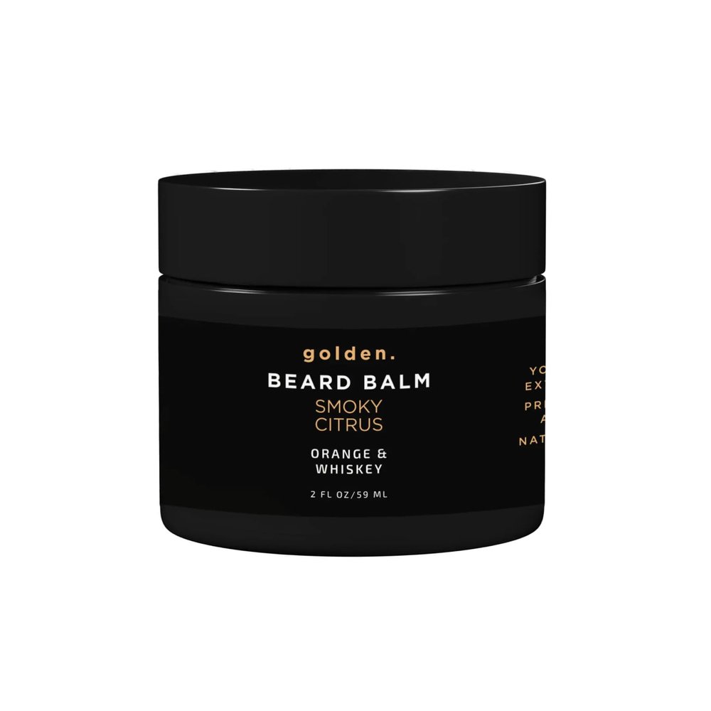 Golden Grooming Beard Balm | Unique Masculine Scent | Shea Butter for Beard Growth | Tames, Moisturizes & Styles Limited Edition Smoky Citrus, 2oz
