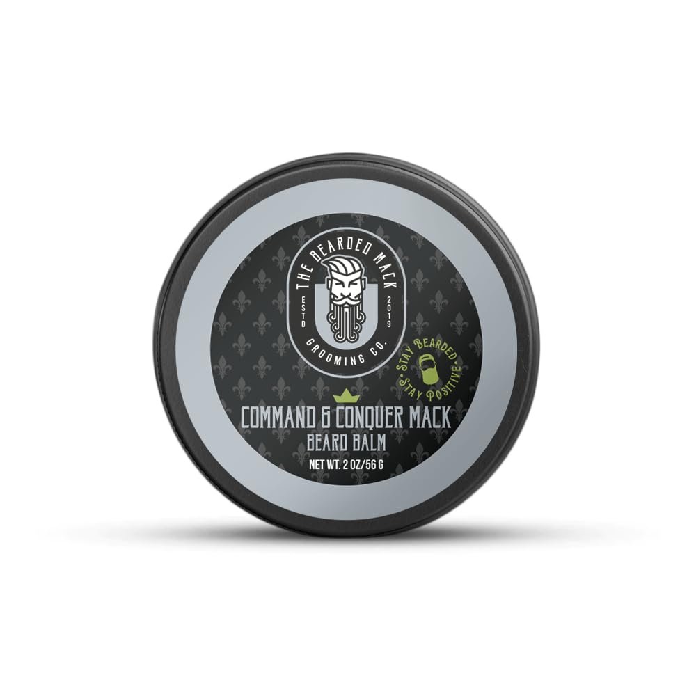 Bearded Mack Beard Balm - Command & Conquer Mack - Key Lime, Rosemary & Cedarwood - Ultra Nourishing Beard Conditioning and Styling - Firm Hold - 2oz