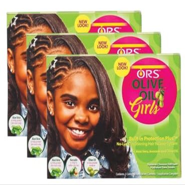 ORS Olive Oil Girls Built in Protection Plus No Lye Conditioning Hair Relaxer System (Pack of 3)