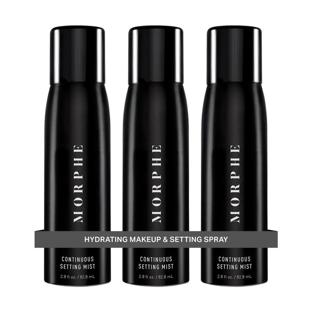 Morphe Continuous Setting Mist - Micro-Fine Makeup Setting Spray with a Natural Radiant Finish - Helps Makeup Resist Caking or Fading & Increases Wear of Foundation (3 Count, 2.8 fl oz)