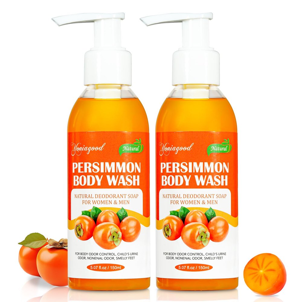 2 PCS Persimmon Body Wash for Strong Odor Control, Natural Persimmon Soap Bar Old People Smell Remover, Smelly Feet Deodorant Body Odor Eliminator, Body Wash Gel for Women & Men