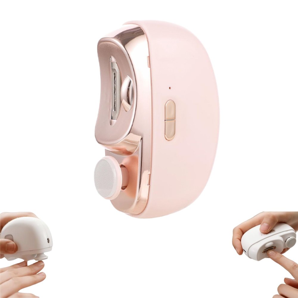3 in 1 Automatic Electric Nail Clipper with Polishing,Two-Speed Adjustment Electric Nail Clippers,Automatic Electric Nail Clippers Nail File with Light (Pink)