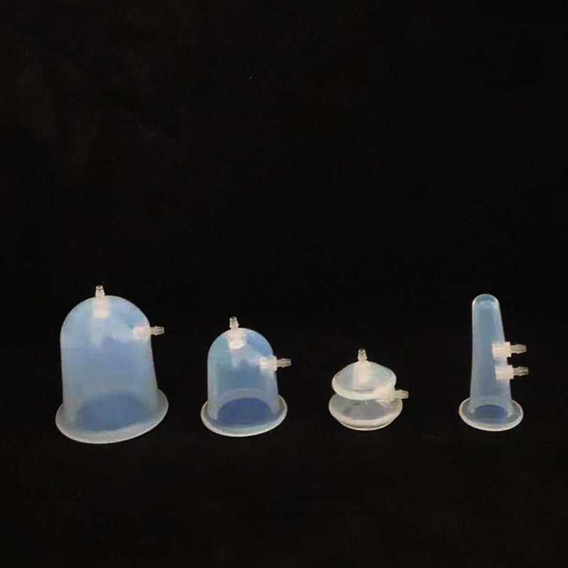 4pcs/Lot Good Seal Self-suction Silicone Ozone Cup With Gas Inlet Outlet Port And Tube