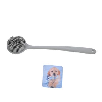 ADOCARN Silicone Back Scrubber Long Handle for Gentle Exfoliation Dual-Sided Bath Brush for Hard Reach Areas Shower Tool for Skin Types Random Style