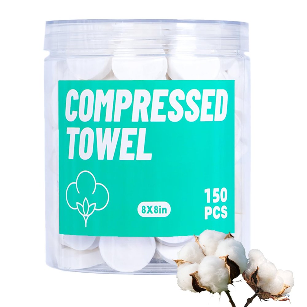 Compressed Towels, 150 Pack Expanding Cotton Face Towels for Travel, Camping, Gym - disposable Washcloths Mini Towel Tablets