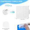 Compressed Towels, 150 Pack Expanding Cotton Face Towels for Travel, Camping, Gym - disposable Washcloths Mini Towel Tablets view 2