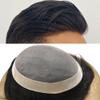 Mens Toupee Human Hair Fine Mono Poly Coated Mens Hairpiece Durable NPU Monofilament Toupee for Men Hair Replacement System Mens Hair Pieces Protesis Capilar 7X9 1B# OFF BLACK-110% density view 1