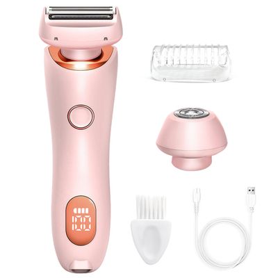 Razor for Women,Shaver Glide Razor, 3.0 Electric Beauty TrimmerRechargeable, Portable and Free Exfoliating Glove(Pink)