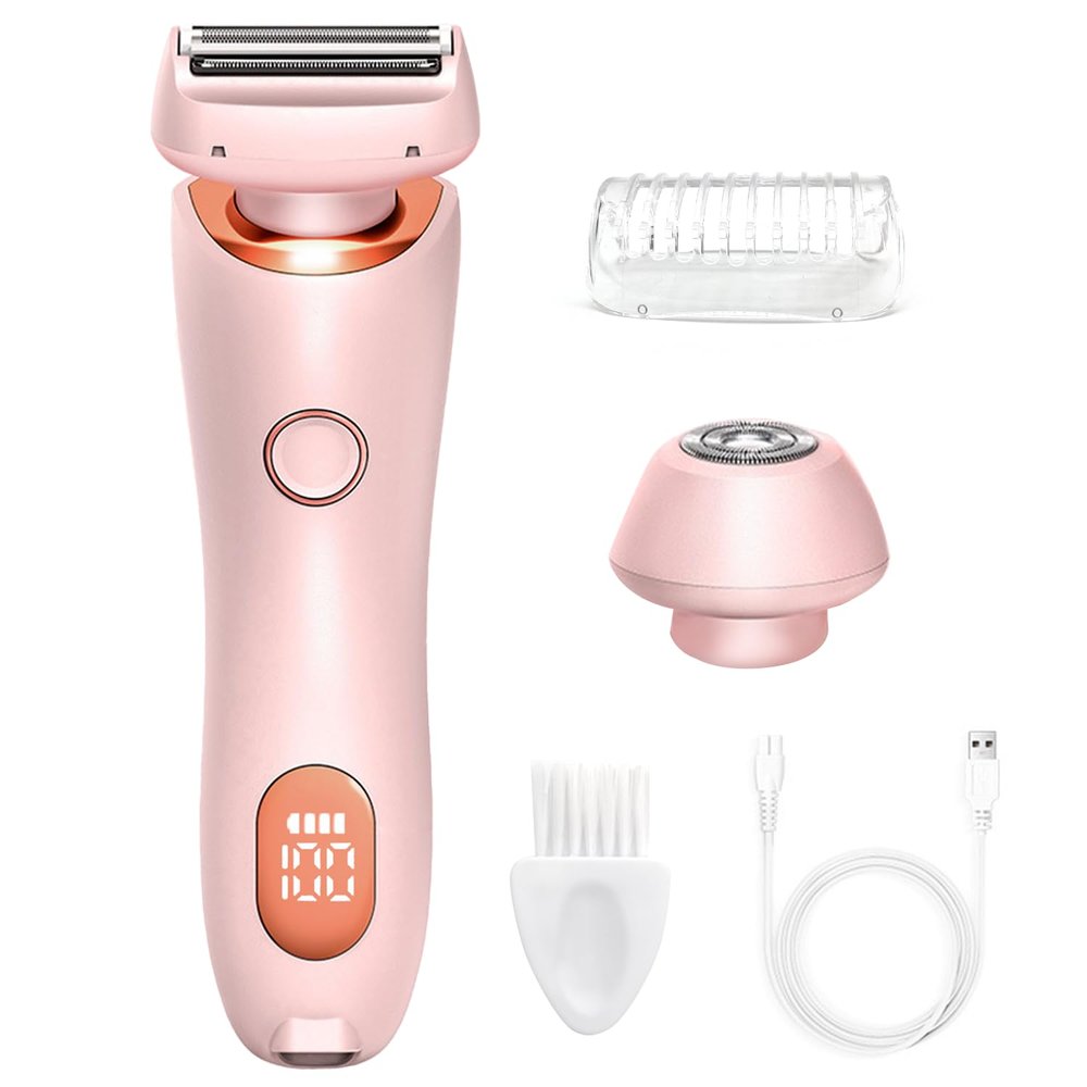 Razor for Women,Shaver Glide Razor, 3.0 Electric Beauty TrimmerRechargeable, Portable and Free Exfoliating Glove(Pink)
