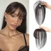100% Human Hair Bangs Clip in Hair Extensions, Clip on Bangs Wispy Bangs Fringe with Temples Hairpieces for Women Curved Bangs for Daily Wear,360 3D Cover Clip in Bangs (Black Oak) view 1
