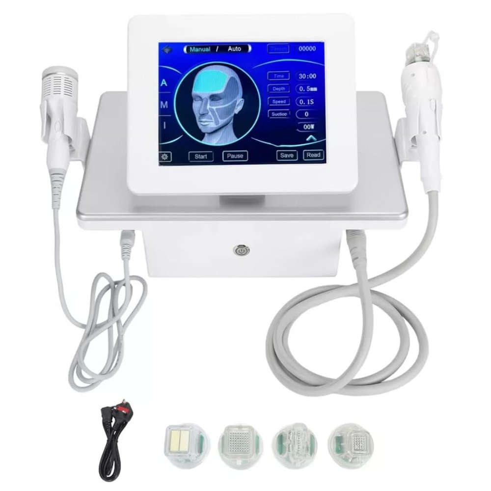 2in1 Handle Fractional Microcrystal Machine with Compress Ice Cold Hammer for Skin Rejuvenation Anti- Aging, Skin Care Beauty Machine