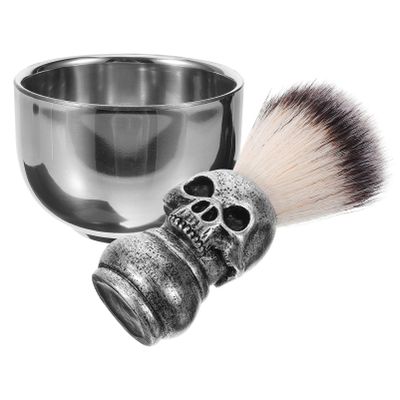 FRCOLOR 1set Fiber Brush Shaving Kit Foaming Bowl for Men Essential Household Shaving Brush and Bowl Comfortable and Beard Grooming