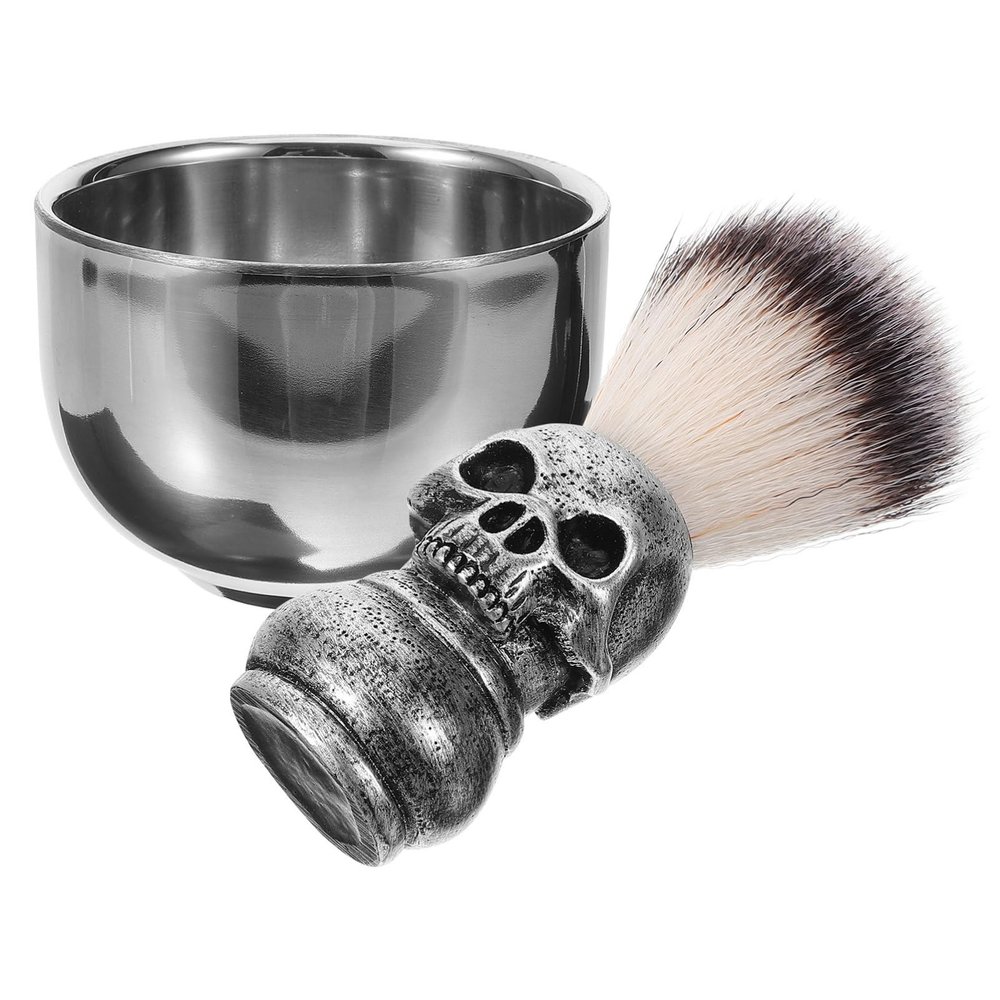 FRCOLOR 1set Fiber Brush Shaving Kit Foaming Bowl for Men Essential Household Shaving Brush and Bowl Comfortable and Beard Grooming