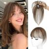 100% Human Hair Bangs Clip in Hair Extensions, Clip on Bangs Wispy Bangs Fringe with Temples Hairpieces for Women Curved Bangs for Daily Wear,360 3D Cover Clip in Bangs (Brown) view 1
