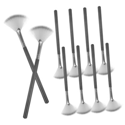 ADOCARN 10pcs Fan Makeup Brushes for Highlighter Blush and Loose Powder Versatile Acid Applicator for Effortless Application and Comfortable Grip and Design
