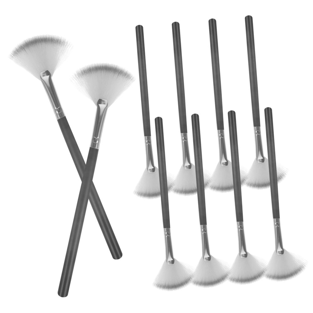 ADOCARN 10pcs Fan Makeup Brushes for Highlighter Blush and Loose Powder Versatile Acid Applicator for Effortless Application and Comfortable Grip and Design