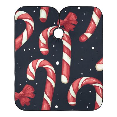 ALAZA Christmas Candy Cane and Bow Barber Cape for Men Women, Waterproof Haircut Apron Beard Shaving Bib Hair Cutting Cloth 55 x 65 Inch