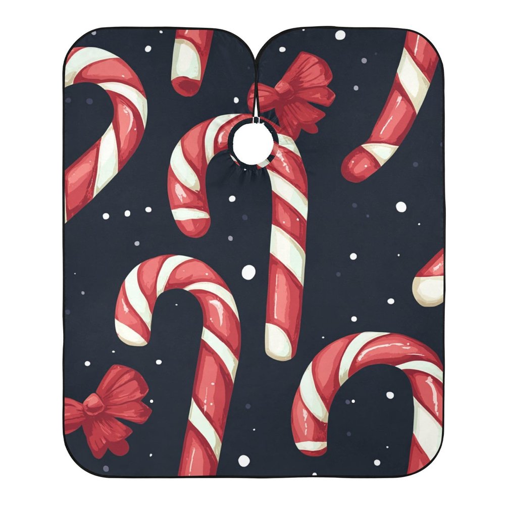 ALAZA Christmas Candy Cane and Bow Barber Cape for Men Women, Waterproof Haircut Apron Beard Shaving Bib Hair Cutting Cloth 55 x 65 Inch