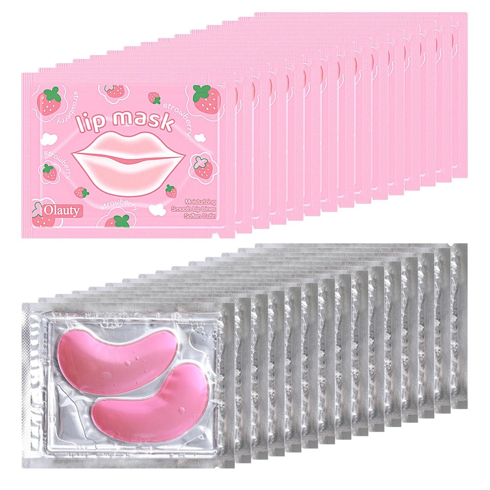 30 Pairs Eye Masks & Lip Masks, Under Eye Patches for Puffy Eyes, Moisturizing Lip Mask Pink Pads, Reducing Fine Lines, Valentines Day Gifts, Galentines Gifts, Party Favors, Bulk Gifts, Small Gifts
