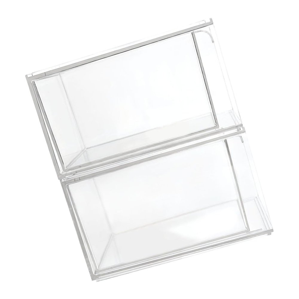 NULYLU 2 Pack Cosmetic Storage Boxes Stackable PET Organizer