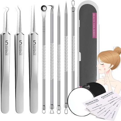 Blackhead Remover,weezers, Professional Facial Blackhead Remover Tweezers, Stainless Steel Blackhead Tweezers (8PCS)