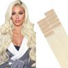 HOTBANANA Tape in Hair Extensions, 22 Inch 10pcs Ivory Blonde Human Hair, Straight Remy Tape Extensions view 1