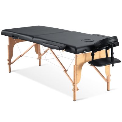 BODIOO Massage Table Portable 84in Massage Bed Lash Bed 2 Fold SPA Table 24inch Wide Adjustable Salon with Carry Bag for Spa Facial CareSpa Tattoo, Black