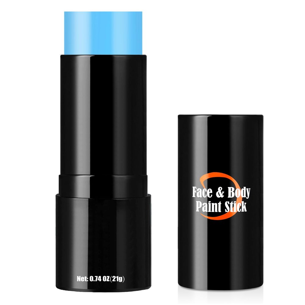 Drawdart Cream-Blendable Light Blue Face Paint Stick, Portable Eye Black Stick for Sports, Full-coverage Cream Face Paint for Halloween Cosplay SFX Corpse Bride Sally Makeup Costume Parties