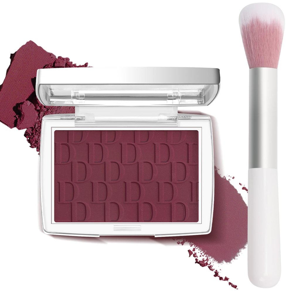 LYBHDAFA Berry Blush Powder Blush for Cheeks with Brush, Matte Blush Palette Blush Powder Face Blusher, Natural Blendable Formula Silky Lightweight Makeup Blush Rubores de Maquillaje, 006#