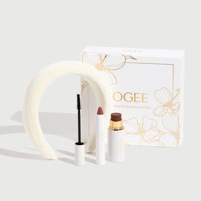 Ogee Cheers to Glow Limited-Edition Set - Sculpted Face Stick in Copper, Tinted Sculpted Lip Oil in Rosalia, and Beyond Clean Volumizing Mascara