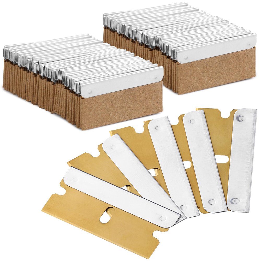 Bates- Single Edge Razor Blades, 100 Pack, Gold, Carbon Steel Razor Blades Single Edge Blades