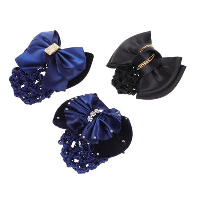 Mikinona 3pcs Professional Woman Bowknot Hair Clip Net Elegant Bun Maker Accessory for Ladies for Work and Special Occasions Hair Bun Decor for Polished Look