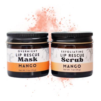 Mango Lip Sugar Scrub polish and overnight lip mask - Stocking Stuffer or small gift idea for women and girls (Mango SET)