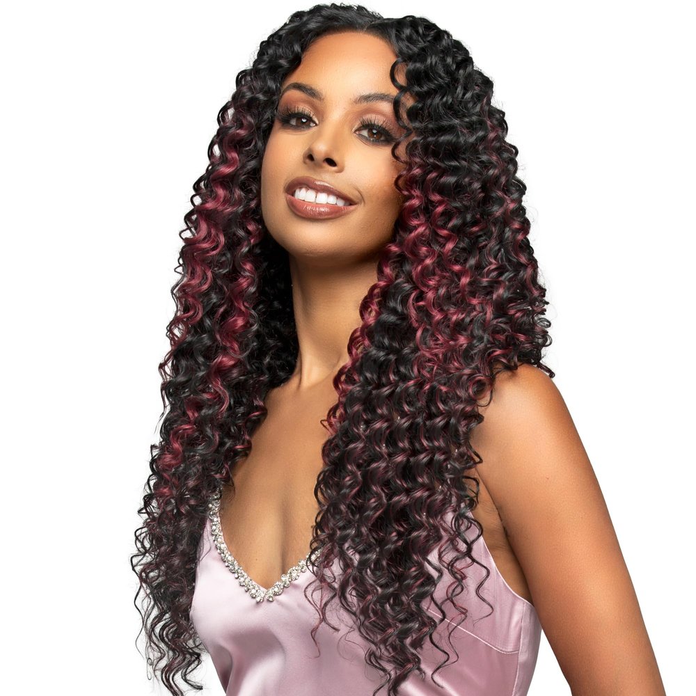BOBBI BOSS Miss Origin CORE Synthetic Weave Multi Bundle DEEP WAVE (20, 22, 24 inch) (1B Off Black)