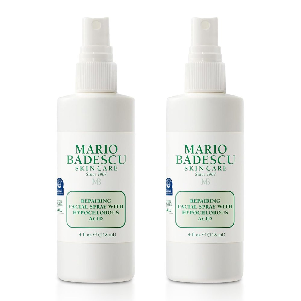 Mario Badescu Repairing HOCl Facial Spray with Hypochlorous Acid  Soothes & Hydrates Angry, Irritated Skin, Reduce Redness & Flare-Ups  pH Balancing, Non-Irritating Cleanser, 4 Fl Oz (Pack of 2)
