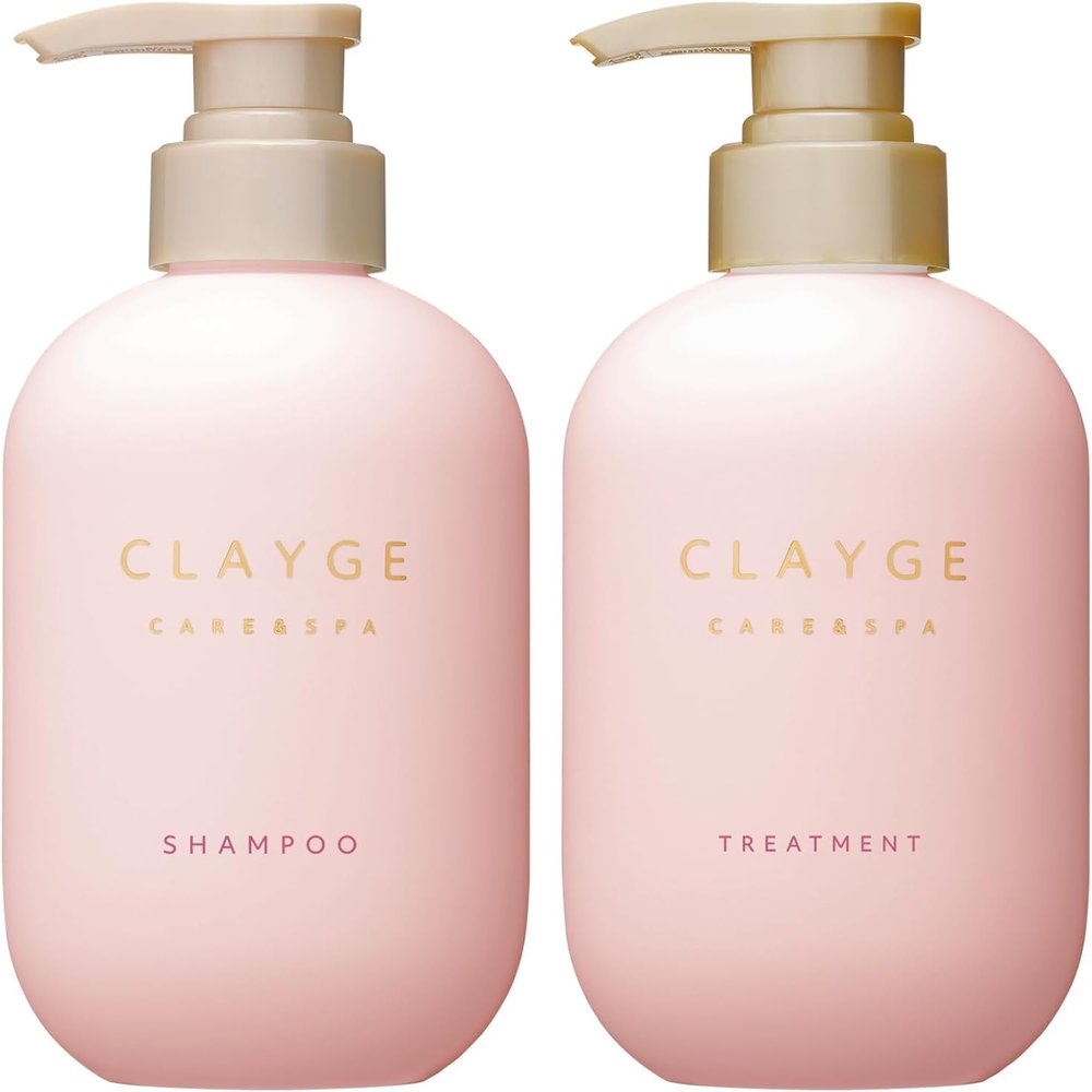 Clayge shampoo and conditioner set, White Jasmine & Musk Scent, Clay & Collagen Formula for Deep Hydration & Smooth Hair, 17 fl oz / 500ml, 2-Pack, Made in Japan