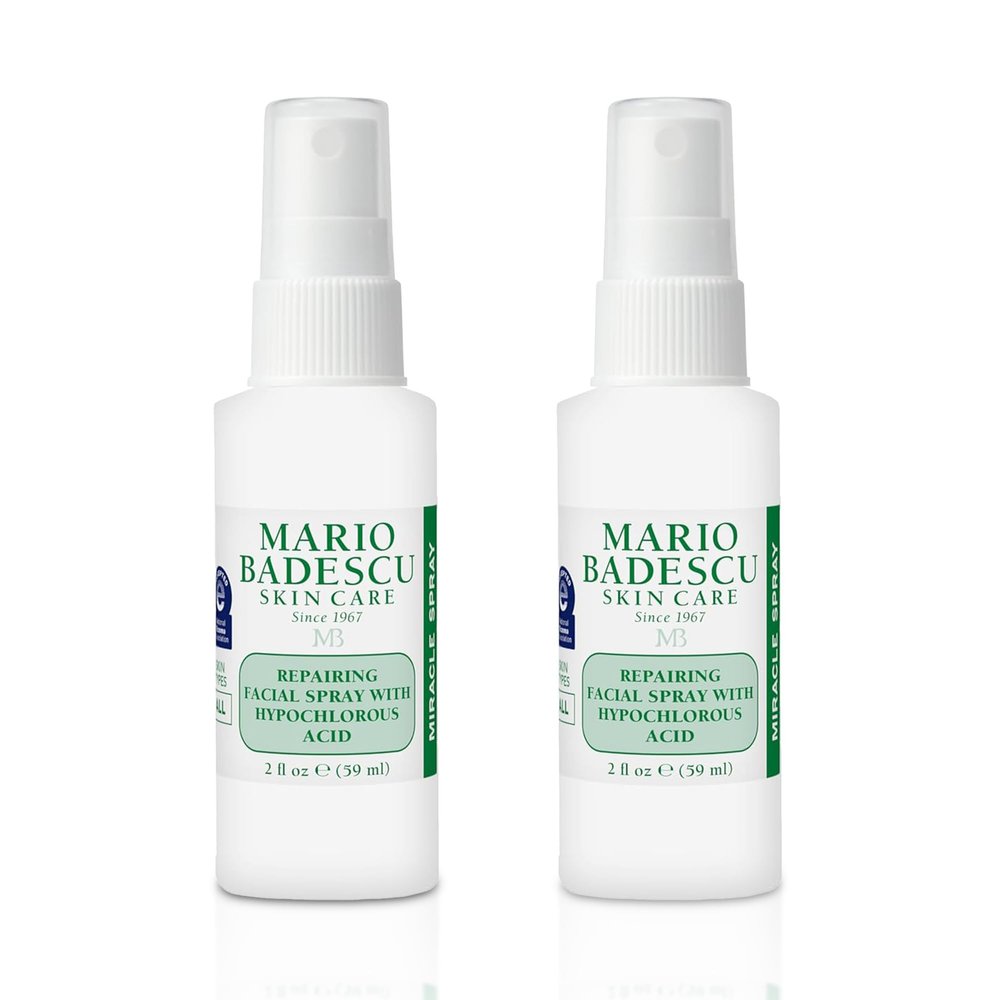 Mario Badescu Repairing HOCl Facial Spray with Hypochlorous Acid  Soothes & Hydrates Angry, Irritated Skin, Reduce Redness & Flare-Ups  pH Balancing, Non-Irritating Cleanser, 2 Fl Oz (Pack of 2)
