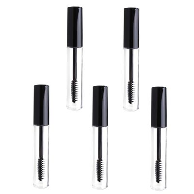 FOMIYES 5pcs Empty Eyelash Cream Tube Refillable Mascara Container Black Lid Storage for Eyelash Products Travel-friendly Design